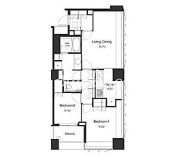 パークキューブ目黒タワー 1LDKの間取図画像