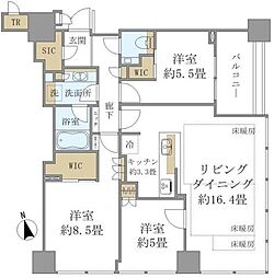 白金ザ・スカイ東棟 3LDKの間取図画像
