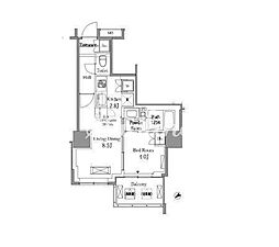レジディアタワー目黒不動前 1LDKの間取図画像