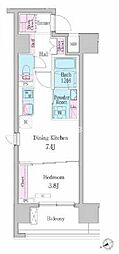 デュオメゾン品川戸越 1DKの間取図画像