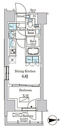 パークアクシス品川天王洲アイル 1DKの間取図画像
