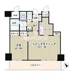 トレステージ目黒 1LDKの間取図画像