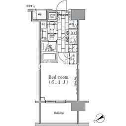 パークハビオ目黒リバーサイド 1Kの間取図画像