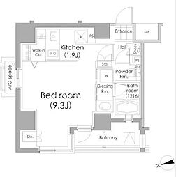 パークハビオ戸越 ワンルームの間取図画像