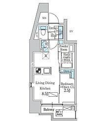 クレアティフ品川戸越(CREATIF品川戸越) 1LDKの間取図画像