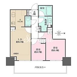 大崎ステーションレジデンス 2LDKの間取図画像