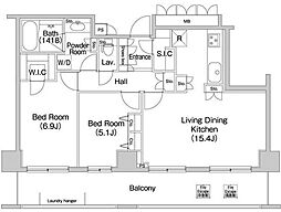 コンフォリア田町 2LDKの間取図画像