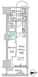 パークアクシス品川天王洲アイル 1LDKの間取図画像