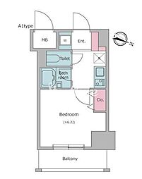 レジディア東品川 1Kの間取図画像