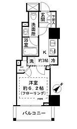 クレヴィアタワー池田山 1Kの間取図画像