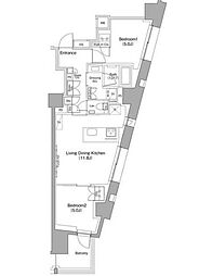 ザ・パークハビオ目黒桜邸 2LDKの間取図画像