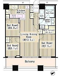 芝浦アイランドケープタワー 3LDKの間取図画像