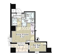 マスターズコート北品川 1LDKの間取図画像