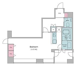レジディアタワー麻布十番 ワンルームの間取図画像
