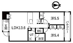 シティコート目黒3号棟 2LDKの間取図画像