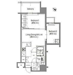 BPRレジデンス三田伊皿子坂 2LDKの間取図画像