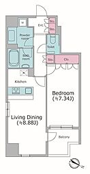 レジディア東麻布 1LDKの間取図画像