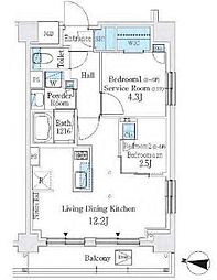 J.GRANCourt品川西大井WEST 1SLDKの間取図画像