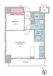 レジディア広尾2 1LDKの間取図画像