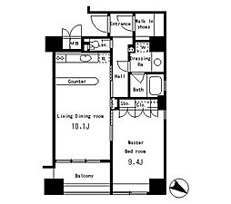 パークアクシス南麻布 1LDKの間取図画像