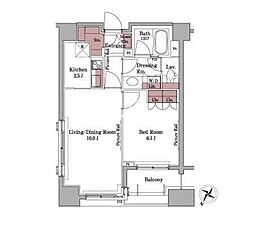 パークアクシス白金台 1LDKの間取図画像