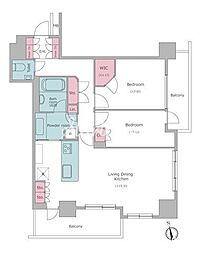 レジディアタワー目黒不動前 2LDKの間取図画像