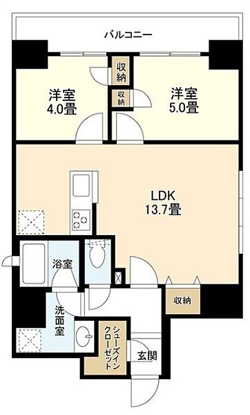 リバーレ浅草駒形 1102｜東京都台東区駒形２丁目(賃貸マンション2LDK・11階・54.26㎡)の写真 その2