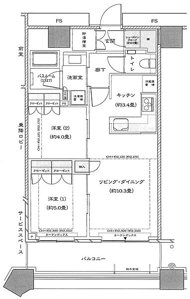 勝どきザ・タワー（KACHIDOKI THE TOWER） 22F｜東京都中央区勝どき５丁目(賃貸マンション2LDK・22階・54.94㎡)の写真 その2