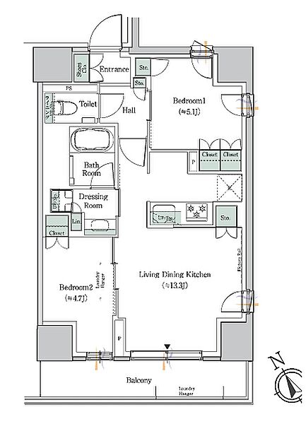 ＯＮＥ　ＲＯＯＦ　ＲＥＳＩＤＥＮＣＥ　ＮＩＳＨＩＮＩＰＰＯＲ 609｜東京都荒川区西日暮里５丁目(賃貸マンション2LDK・6階・53.13㎡)の写真 その2