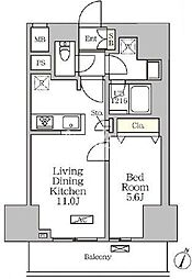 コートレジデンス南大塚 13階1LDKの間取り