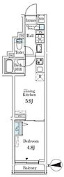 クレアティフ文京千駄木 1DKの間取図画像