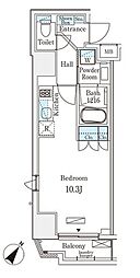 グレイスコート岩本町 ワンルームの間取図画像