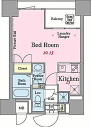 東神田テラスレジデンス ワンルームの間取図画像