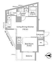 コンフォリア文京春日 1LDKの間取図画像