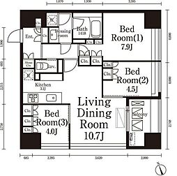 パークキューブ春日安藤坂 3LDKの間取図画像