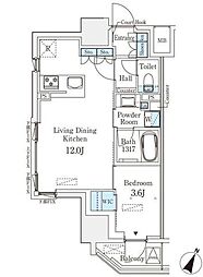 ベルファース神田神保町 1LDKの間取図画像