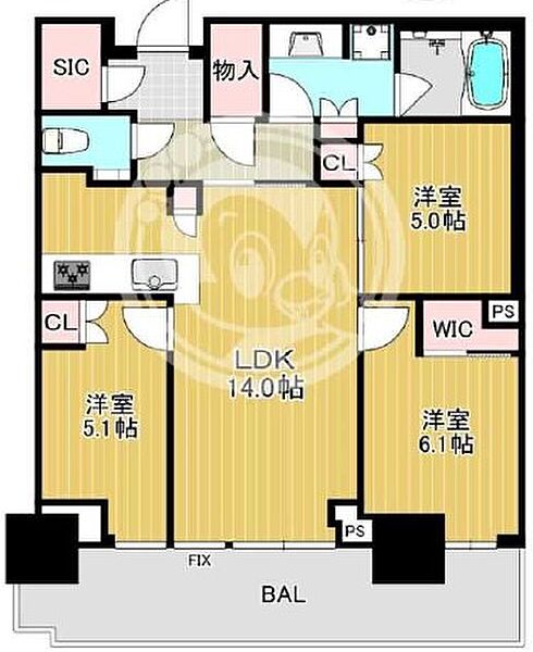 パークタワー勝どきミッド 3507｜東京都中央区勝どき４丁目(賃貸マンション3LDK・35階・69.35㎡)の写真 その2