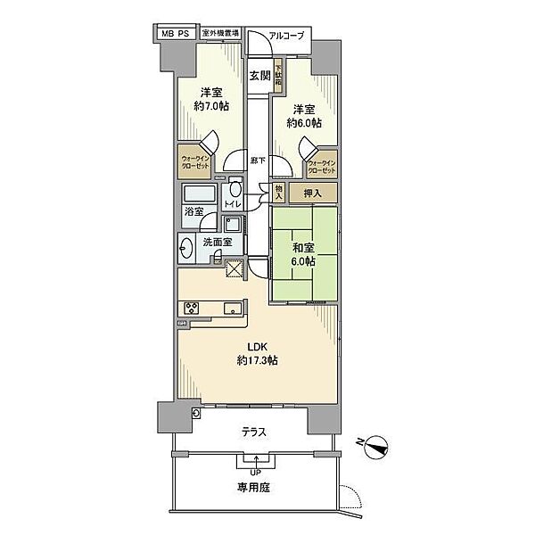 亀戸レジデンス 1F｜東京都江東区亀戸９丁目(賃貸マンション3LDK・1階・81.60㎡)の写真 その2