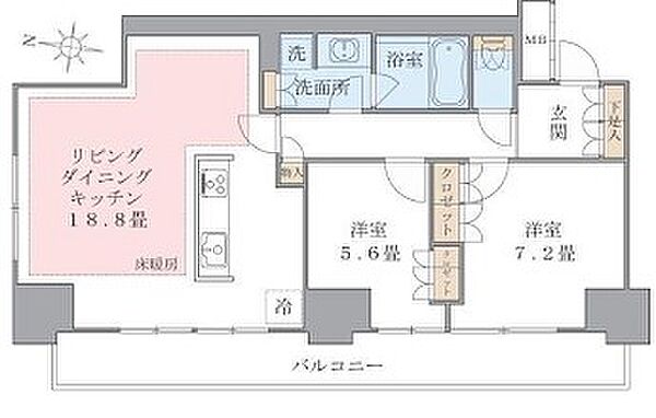 ブリリアイスト東雲キャナルコート 302｜東京都江東区東雲１丁目(賃貸マンション2LDK・3階・70.98㎡)の写真 その2