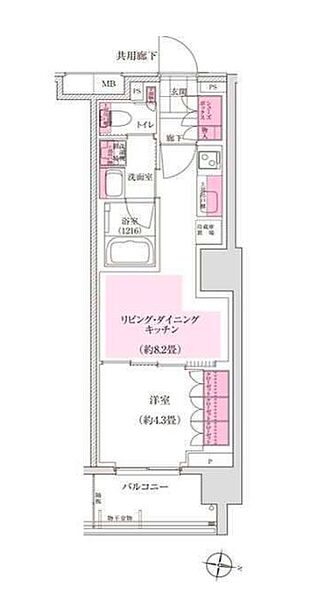 ディームス東陽町 208｜東京都江東区東陽５丁目(賃貸マンション1LDK・2階・32.14㎡)の写真 その2