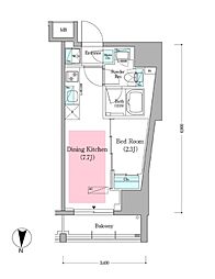 アーバネックス深川住吉III 13階1DKの間取り