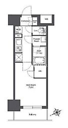 BPRレジデンス門前仲町 7階1Kの間取り