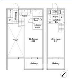 KDX大伝馬レジデンス 7階1LDKの間取り