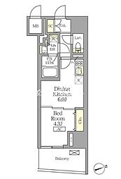 テラス北千住 1DKの間取図画像