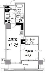 パークアクシス日本橋浜町 1SLDKの間取図画像