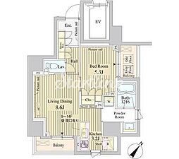 セレサ日本橋堀留町 1LDKの間取図画像