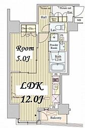 セレサ日本橋堀留町 1LDKの間取図画像