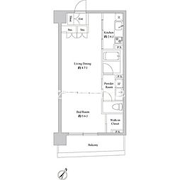ドゥーエ日本橋浜町 1LDKの間取図画像