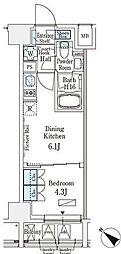 ベルファース人形町 1DKの間取図画像