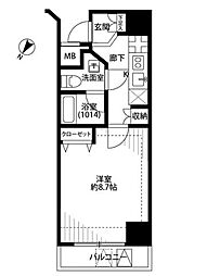 プレール・ドゥーク日本橋 1Kの間取図画像